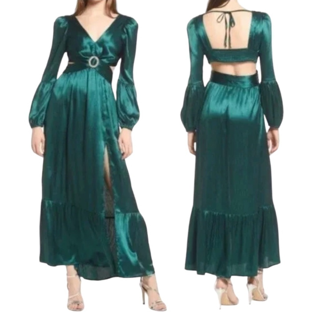 Rahi Large Jade Leila Luster Midi Dress Long Sleeve Large